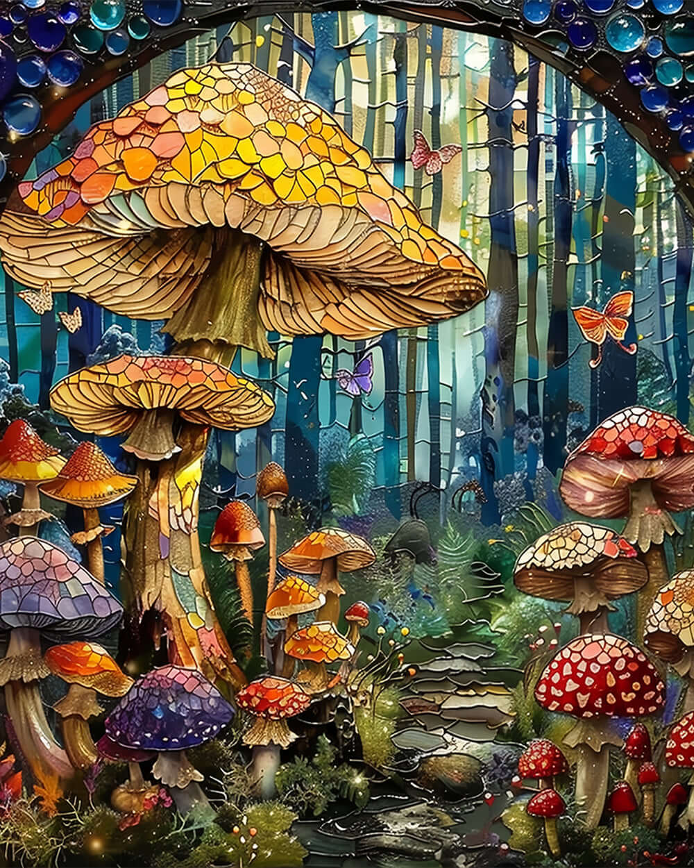 Huge Mushrooms in the Forest Diamond Painting