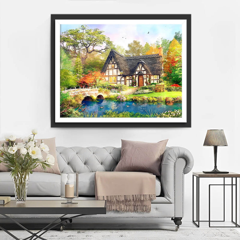 Hut by the River Diamond Painting