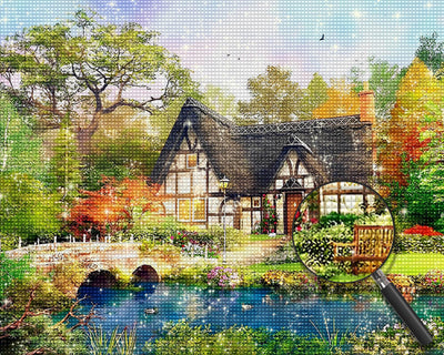 Hut by the River Diamond Painting