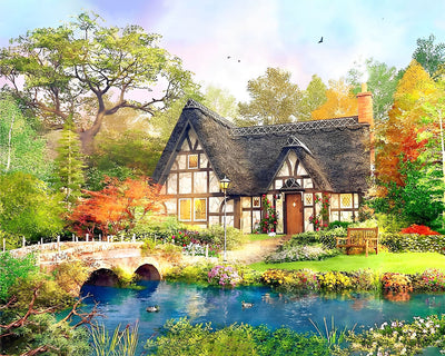 Hut by the River Diamond Painting