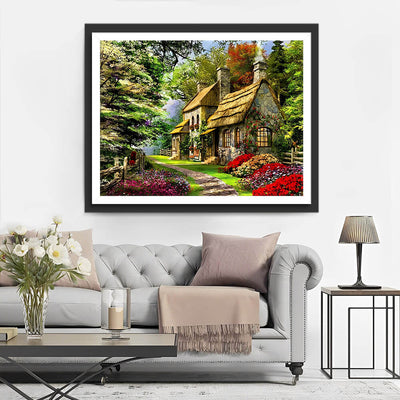 Hut in Spring Garden Diamond Painting