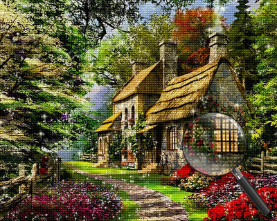 Hut in Spring Garden Diamond Painting