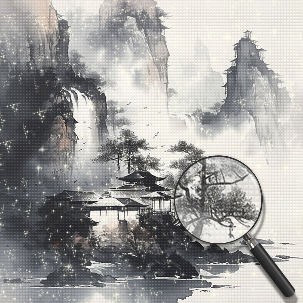 Ink Painting of the Mountains Diamond Painting