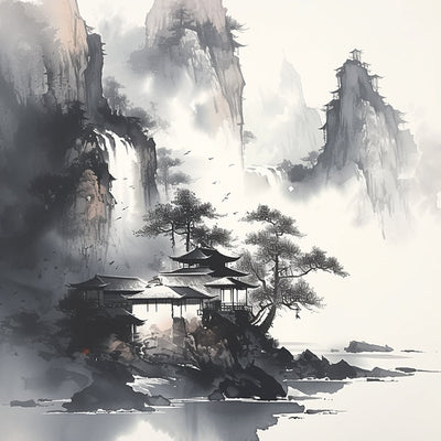 Ink Painting of the Mountains Diamond Painting