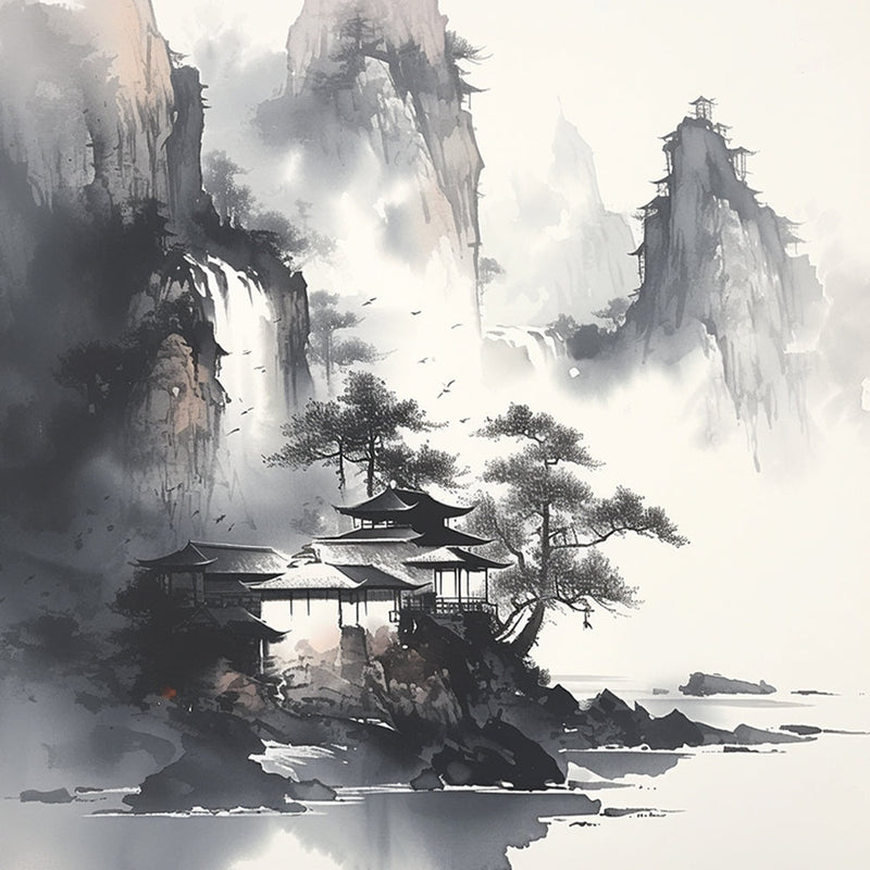 Ink Painting of the Mountains Diamond Painting