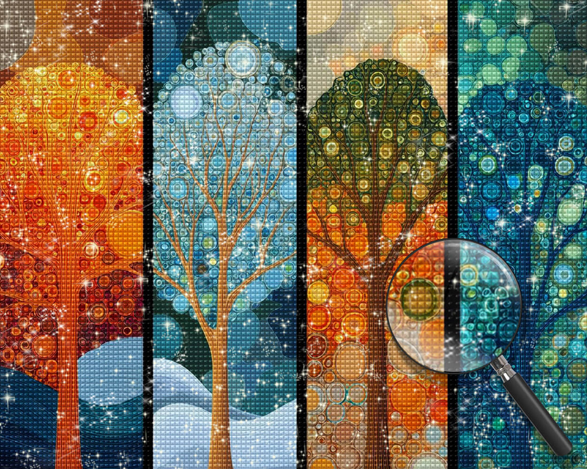 Klimt-Style Abstract Four-Season Trees Diamond Painting