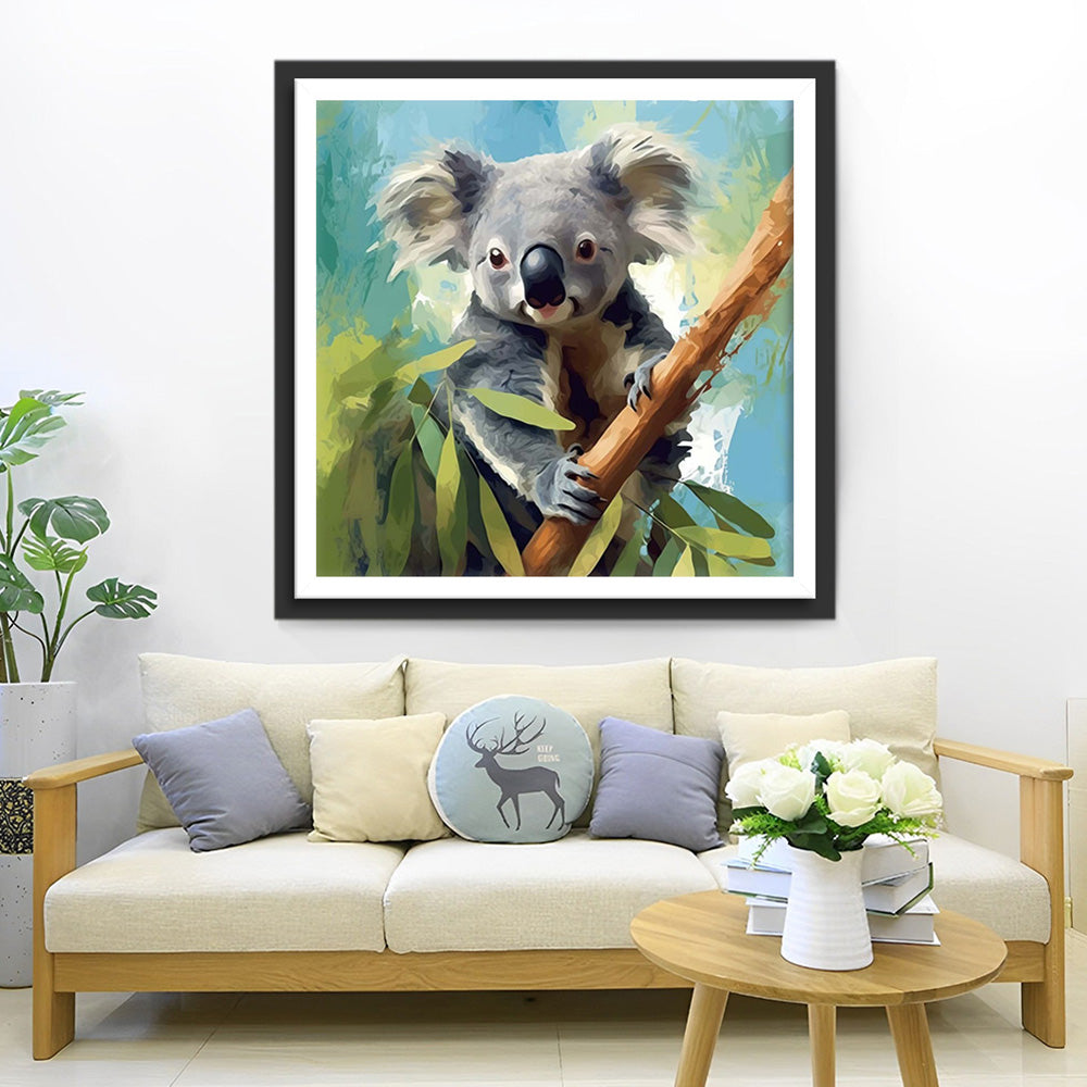 Koala Hugging a Tree Trunk Diamond Painting