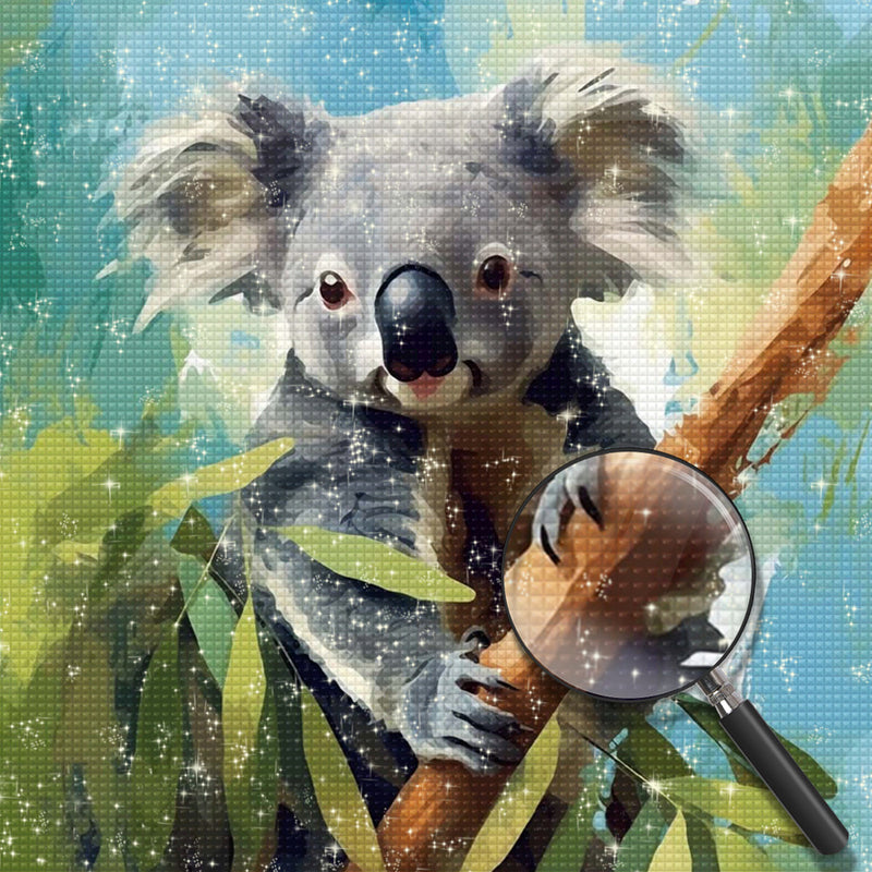 Koala Hugging a Tree Trunk Diamond Painting