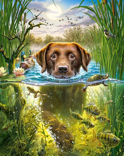 Labrador in the Water Diamond Painting