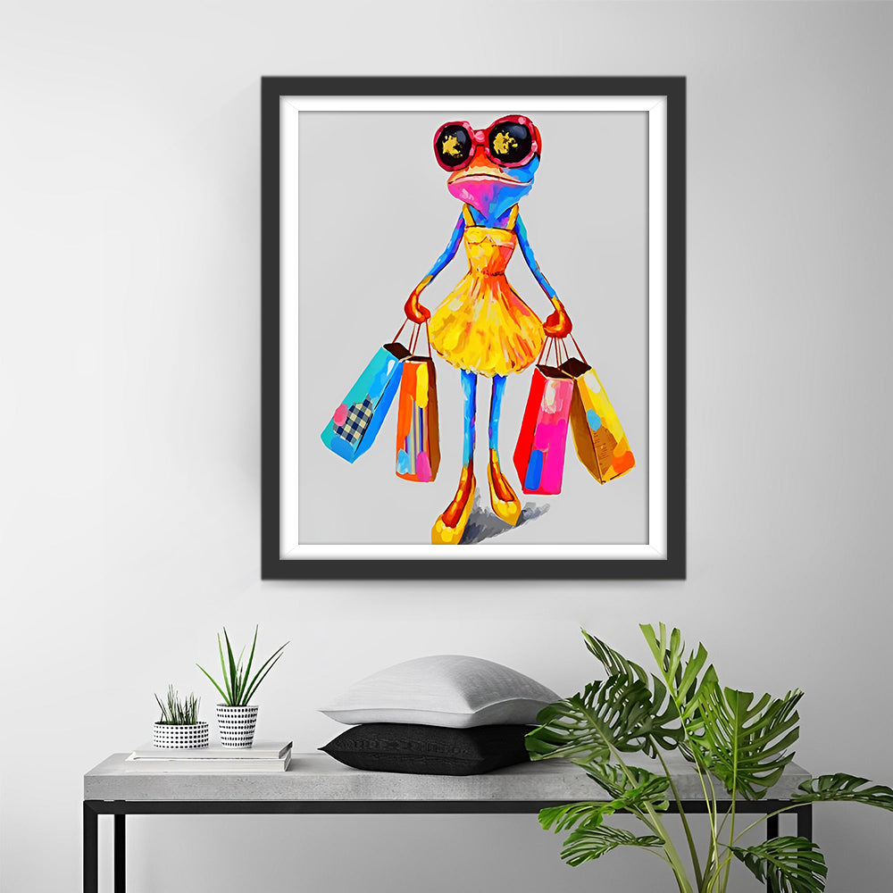 Lady Frog Shopping Diamond Painting