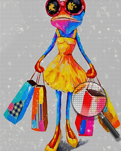 Lady Frog Shopping Diamond Painting