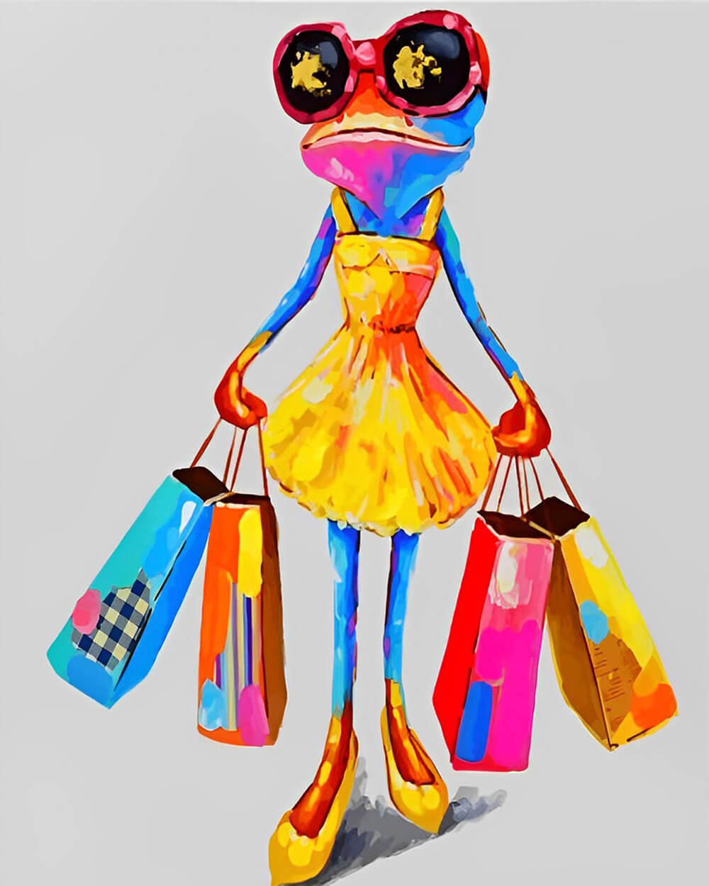 Lady Frog Shopping Diamond Painting