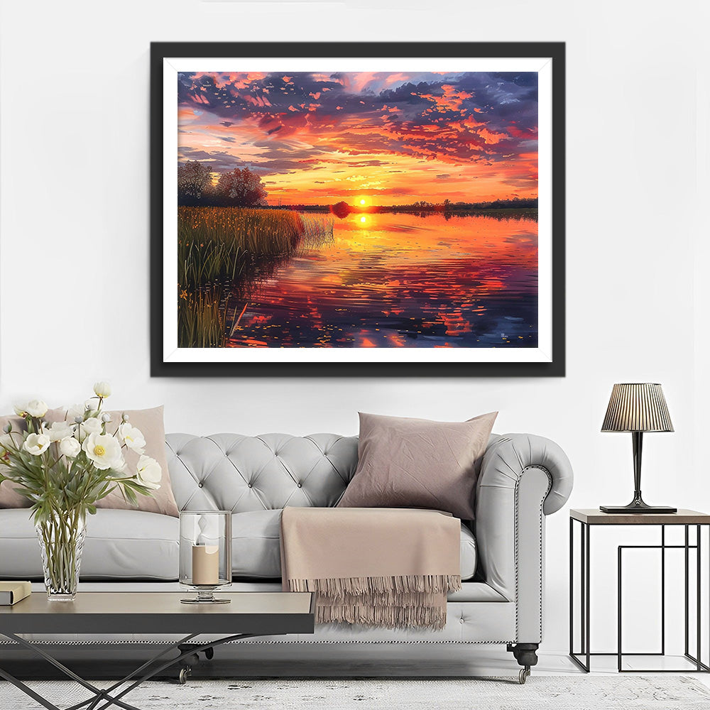 Lake at Sunset Diamond Painting 