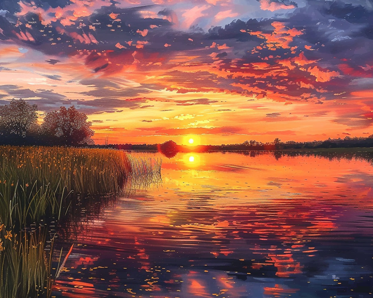 Lake at Sunset Diamond Painting