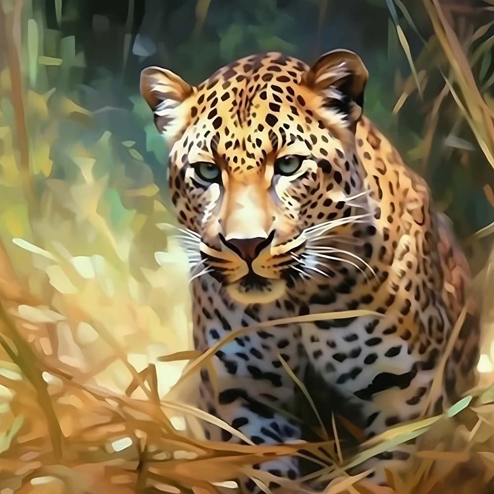 Leopard in Dry Grass Diamond Painting