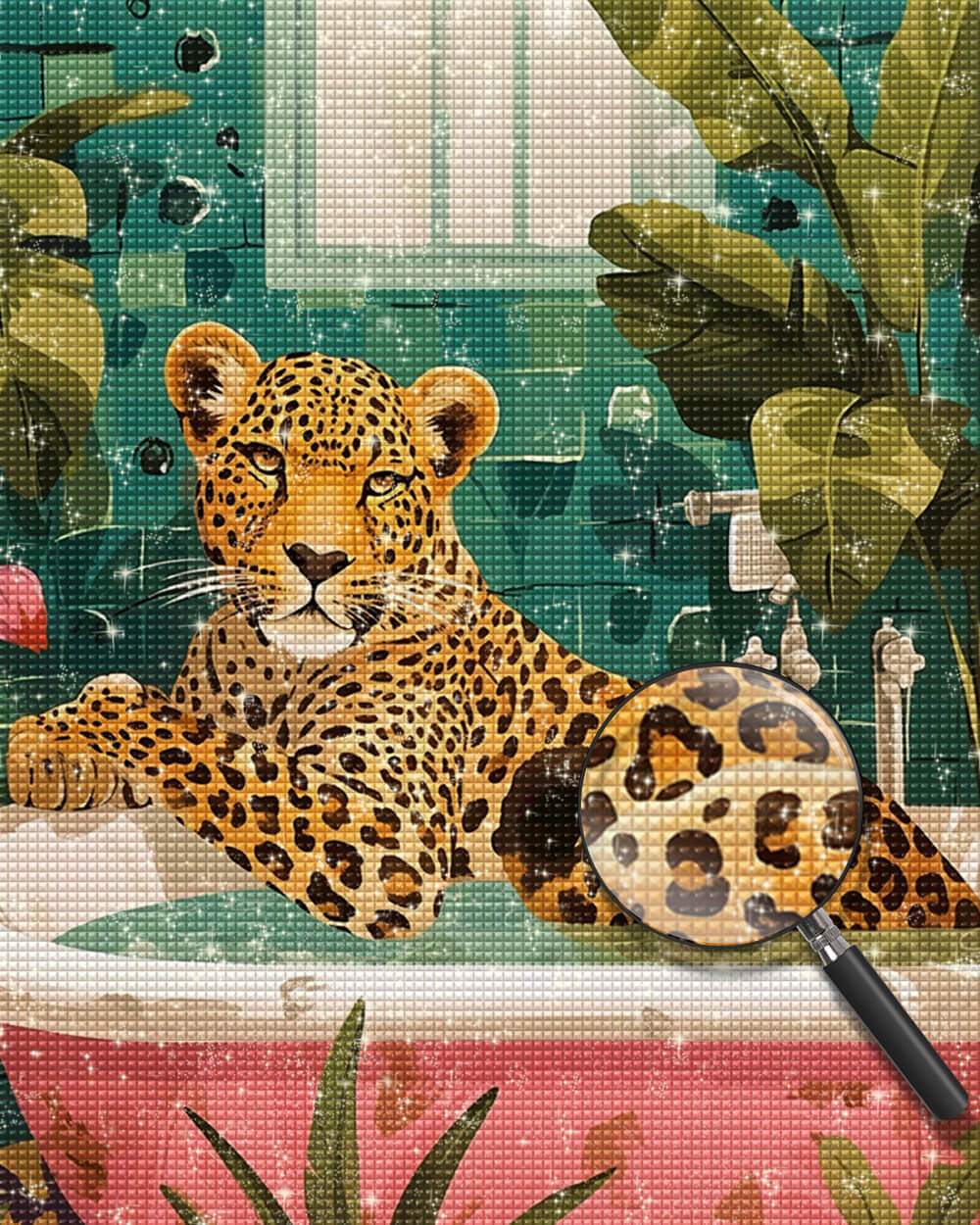 Leopard in the Bathtub Diamond Painting
