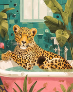 Leopard in the Bathtub Diamond Painting