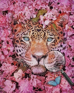 Leopard Surrounded by Pink Flowers Diamond Painting