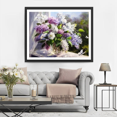 Lilac Bouquet on the Windowsill Diamond Painting