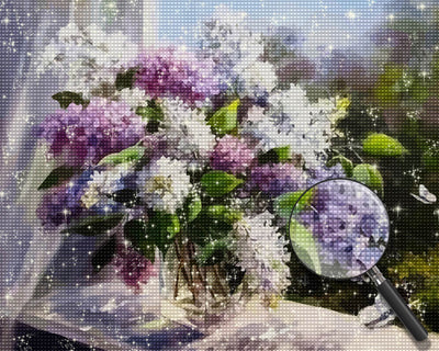 Lilac Bouquet on the Windowsill Diamond Painting