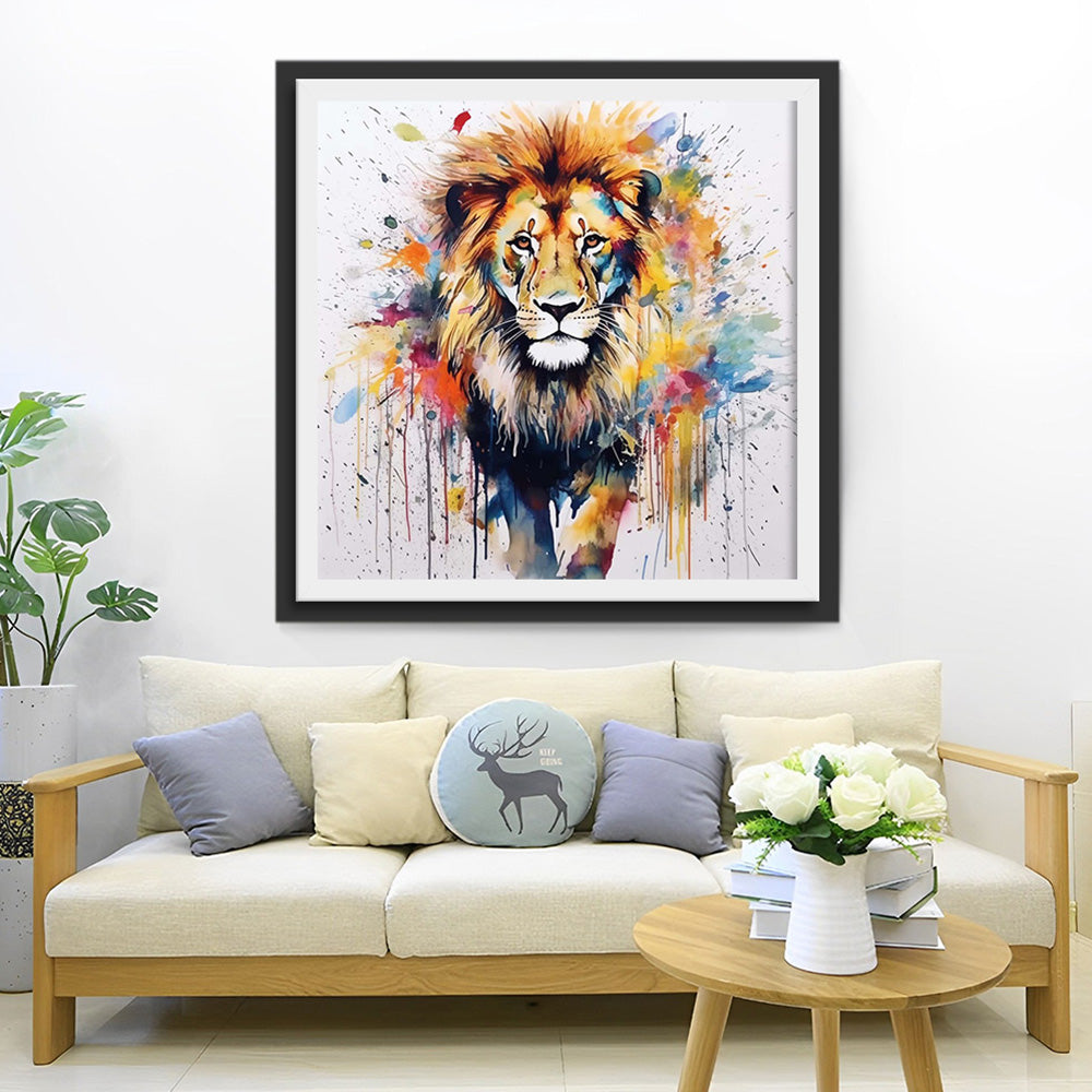 Lion in Watercolor Style Diamond Painting
