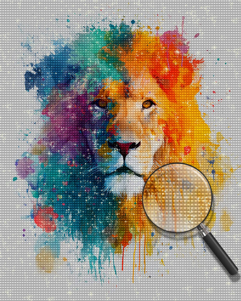 Lion in Watercolor Style Diamond Painting