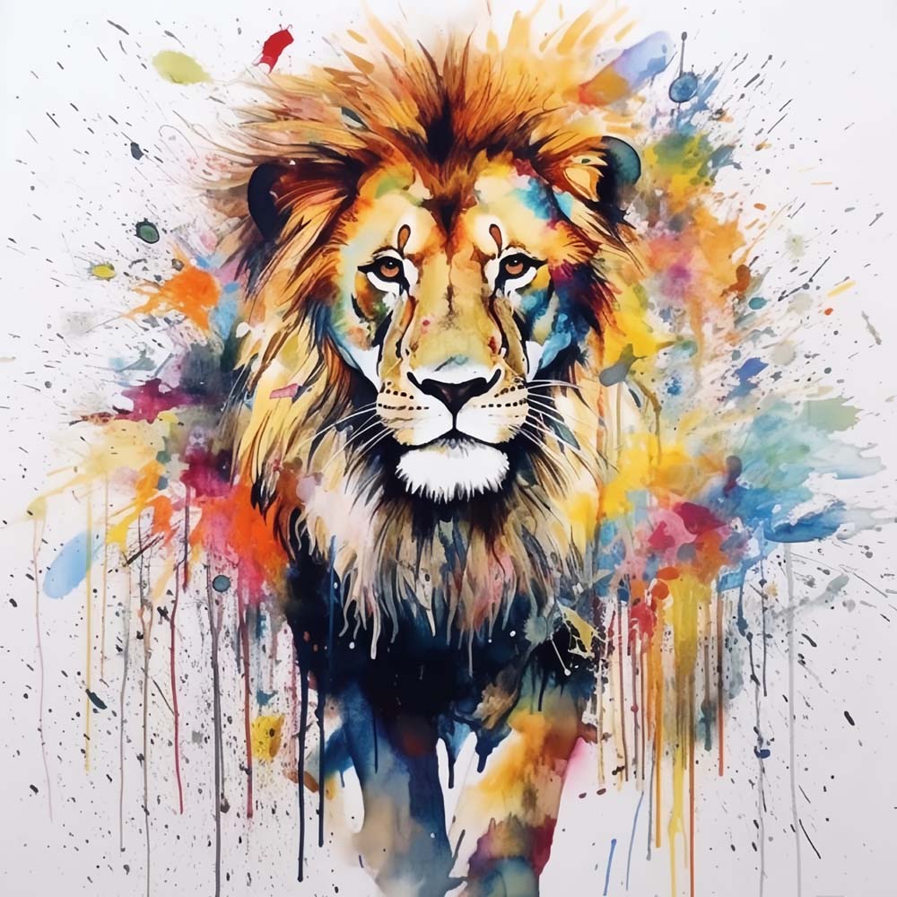 Lion in Watercolor Style Diamond Painting