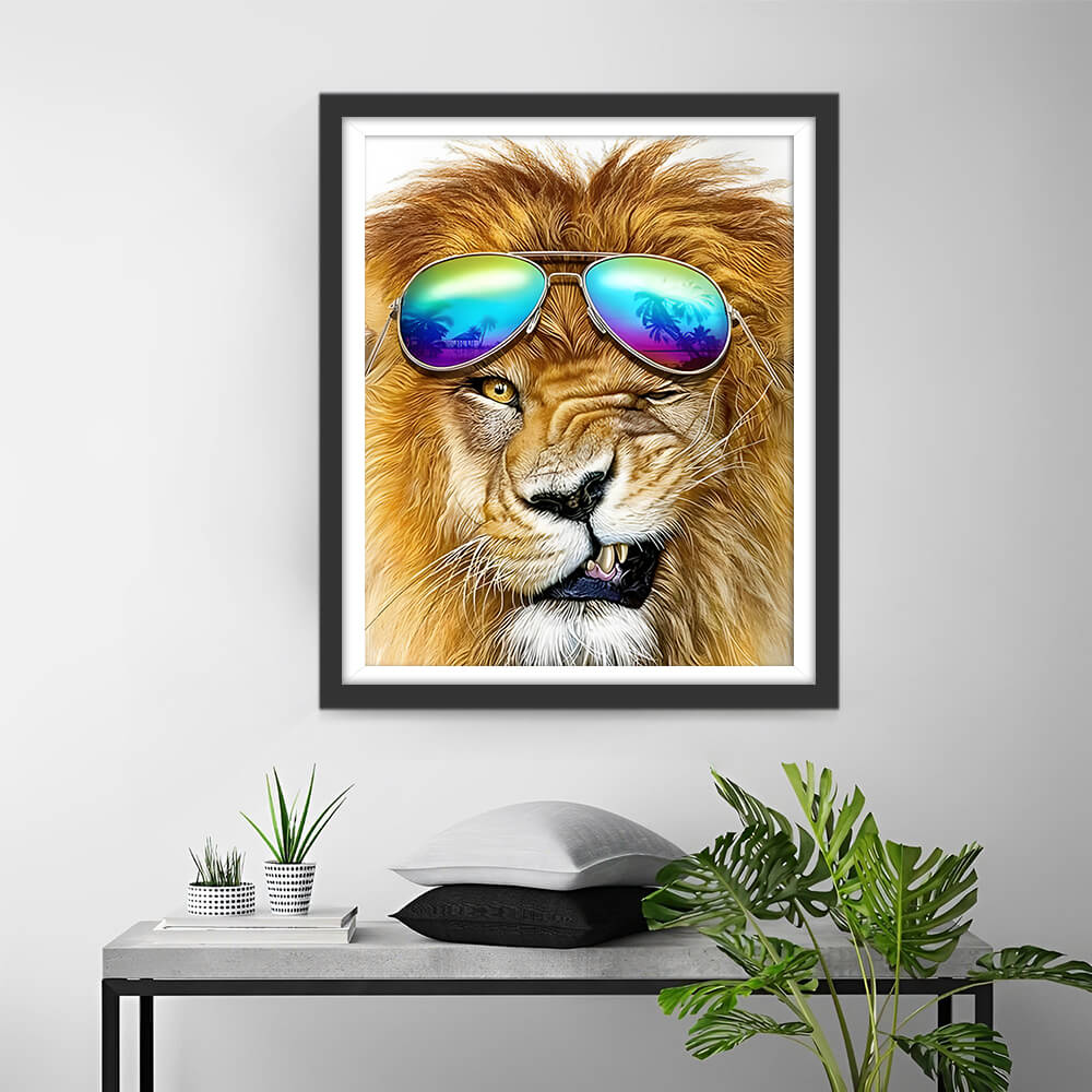 Lion Wearing Sunglasses Diamond Painting