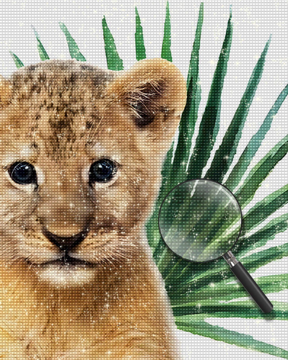 Little Leopard and Green Leaf Diamond Painting