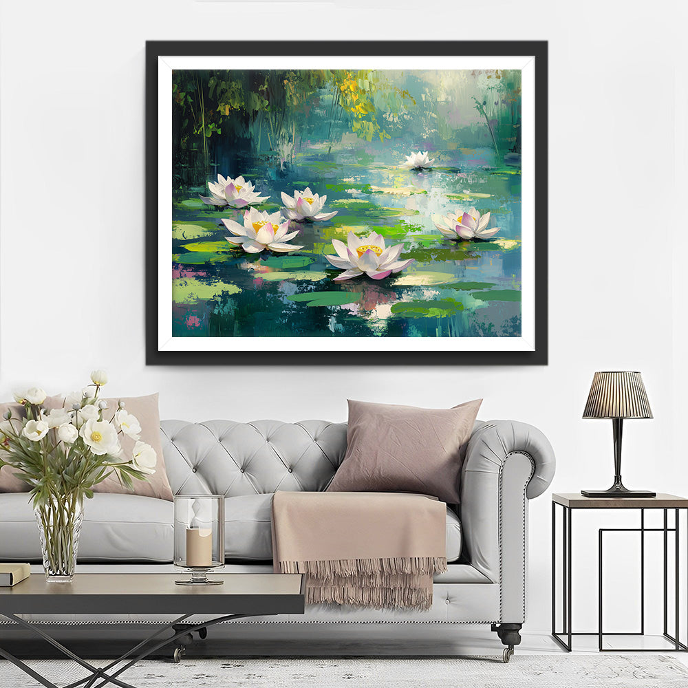 Lotus in the Summer Pond Diamond Painting