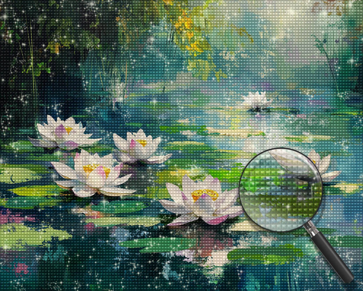 Lotus in the Summer Pond Diamond Painting