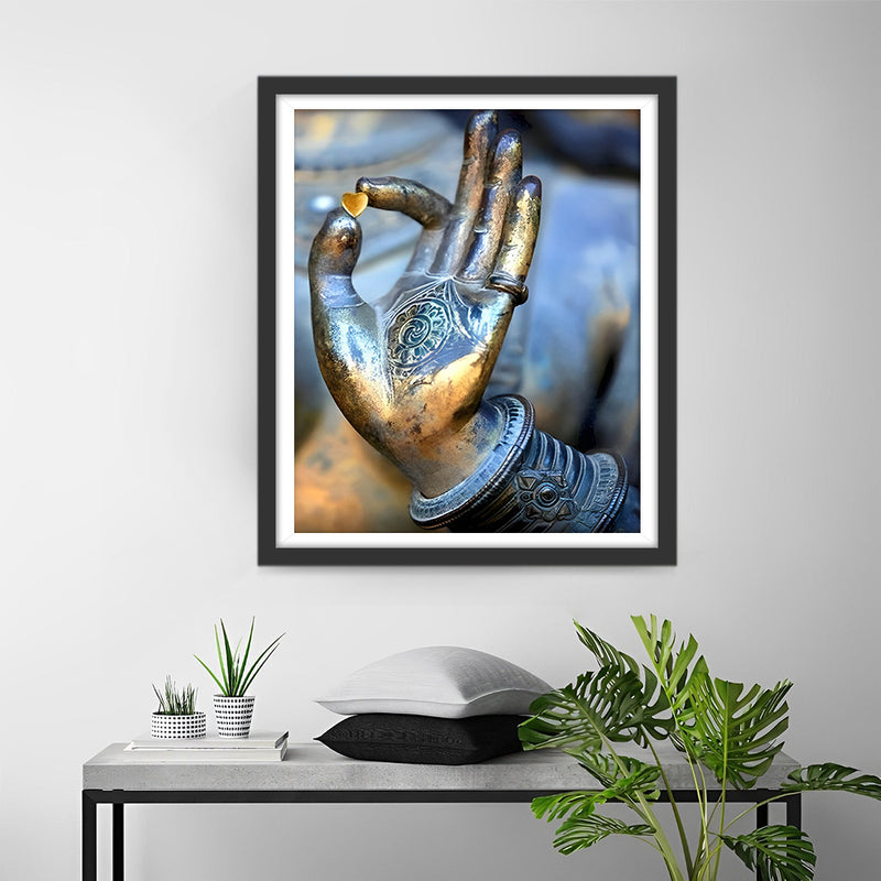 Love in the Hand of Buddha Statue Diamond Painting
