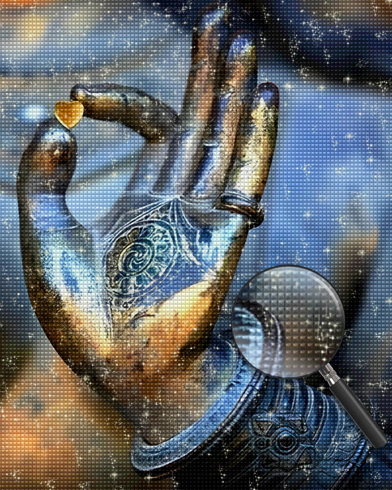 Love in the Hand of Buddha Statue Diamond Painting
