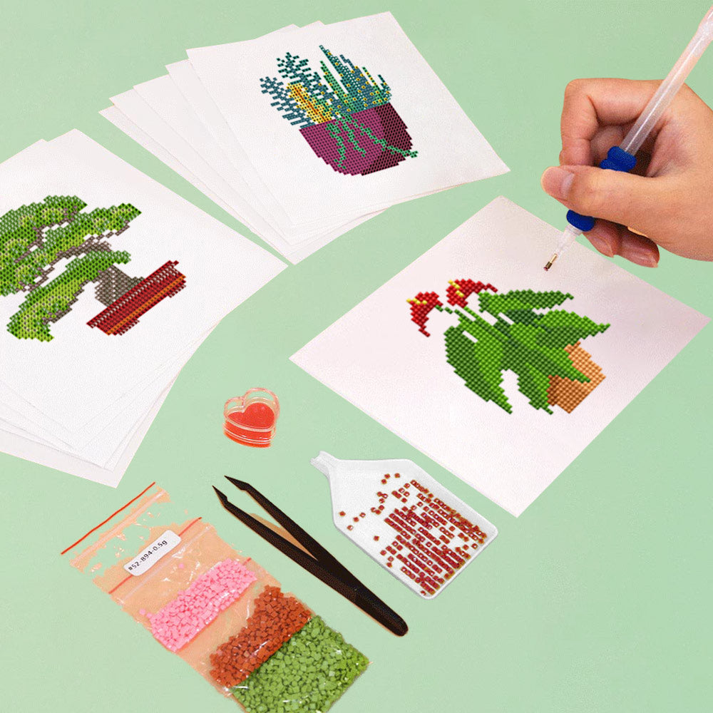 Lush Potted Plants 12Pcs - Mini Diamond Painting Kit