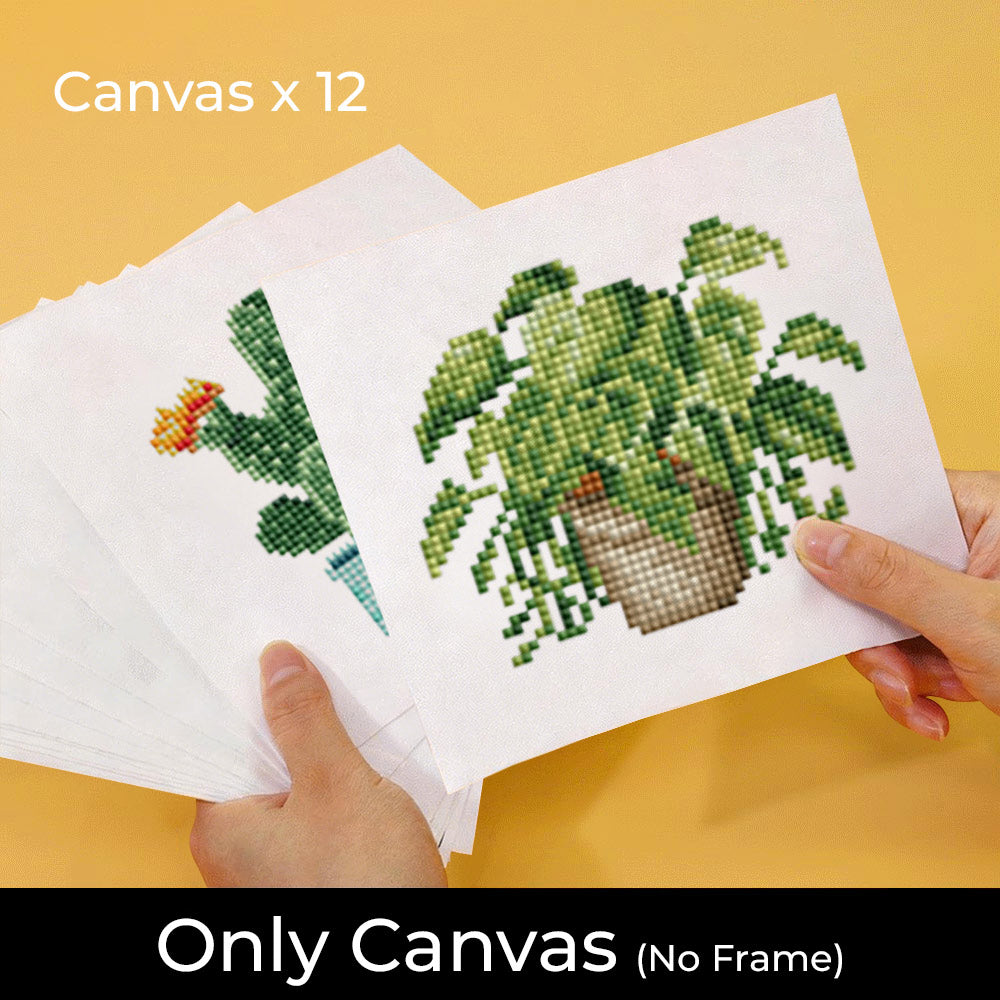 Lush Potted Plants 12Pcs - Mini Diamond Painting Kit