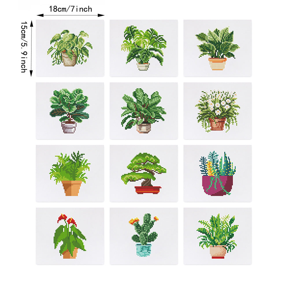 Lush Potted Plants 12Pcs - Mini Diamond Painting Kit