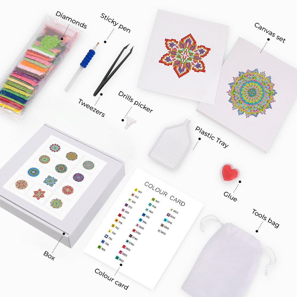 Mandala Series 12Pcs - Mini Diamond Painting Kit