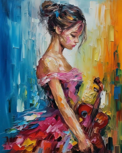 Melancholy Girl with a Violin Diamond Painting