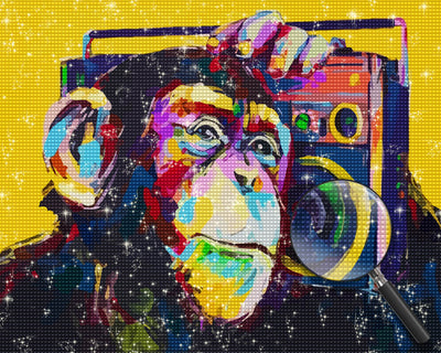 Monkey with Radio Diamond Painting