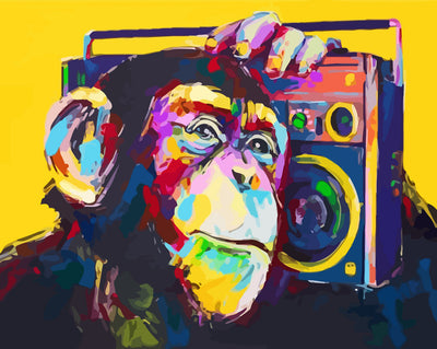 Monkey with Radio Diamond Painting