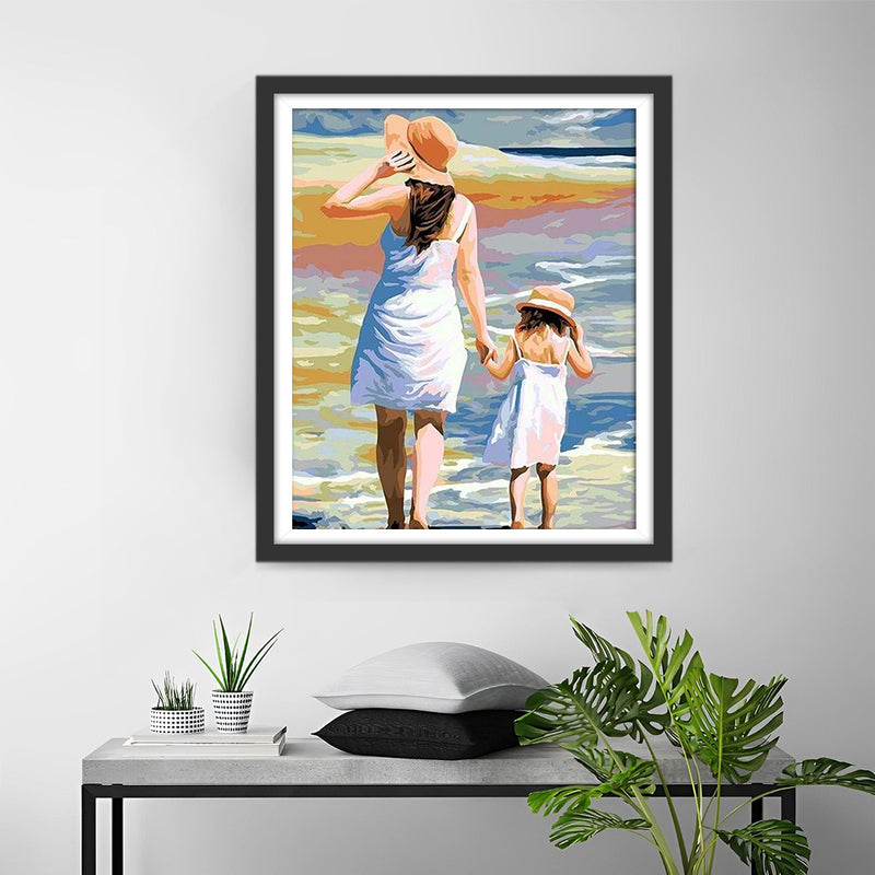 Mother and Daughter by the Sea Diamond Painting