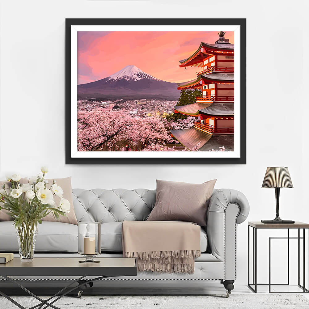 Mount Fuji and Sakura Diamond Painting