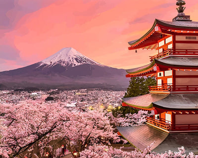 Mount Fuji and Sakura Diamond Painting