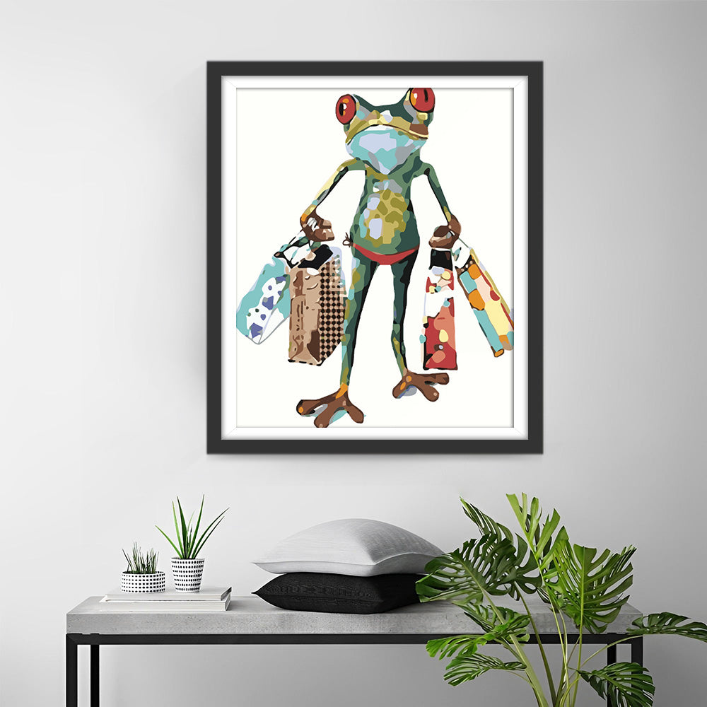 Mr Frog Shopping Diamond Painting