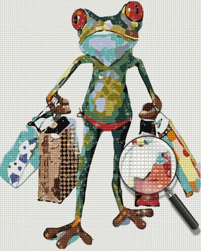 Mr Frog Shopping Diamond Painting
