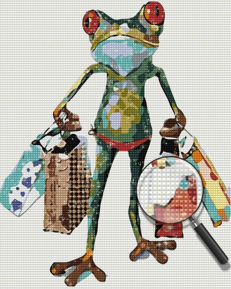 Mr Frog Shopping Diamond Painting
