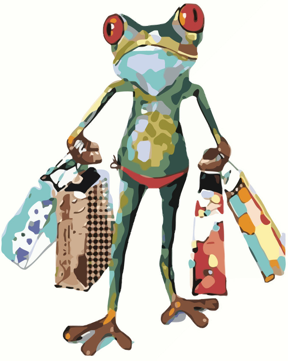 Mr Frog Shopping Diamond Painting