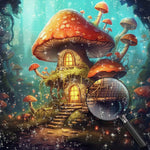Mushroom House in Forest Diamond Painting