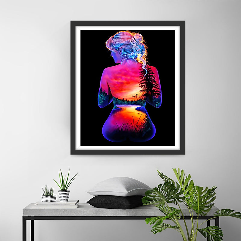 Natural Scenery on a Glowing Woman Diamond Painting