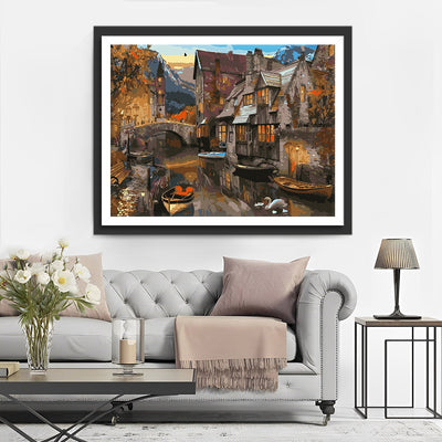 Older Riverside Buildings Diamond Painting
